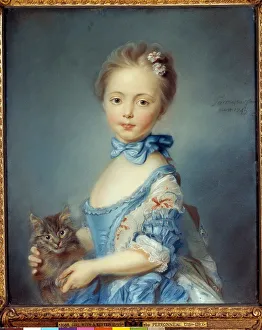 Portrait de la jeune fille au chat Painting au pastel by Jean-Baptiste Perroneau Portrait de la jeune fille au chat Painting au pastel by Jean-Baptiste Perroneau