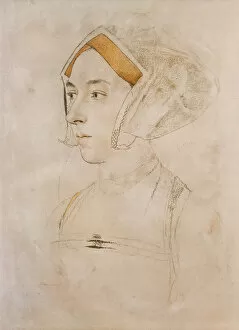 Hans Holbein the Younger Gallery: Portrait of Lady Willoughby (pastel on paper)