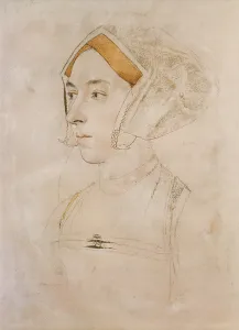 Hans Holbein the Younger Gallery: Portrait of Lady Willoughby (pastel on paper)