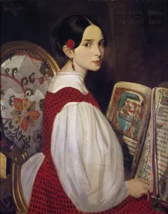 Portrait of Leopoldine Hugo (1824-1843) in the book of Heures on 28/08/1835 Portrait of Portrait of Leopoldine Hugo (1824-1843) in the book of Heures on 28/08/1835 Portrait of