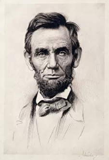 Olden Time Gallery: Portrait of Lincoln (engraving)