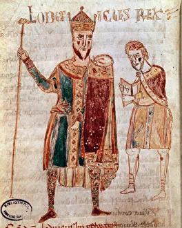Portrait of Louis I the Pious (778-840), King of France Manuscript page (ms Portrait of Louis I the Pious (778-840), King of France Manuscript page (ms
