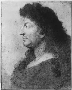Portrait of Louis XIV in profile, with bare neck and long hair, c Portrait of Louis XIV in profile, with bare neck and long hair, c