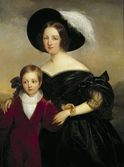 Flemish Region Gallery: Portrait of Madame Aglae Blenart and Her Son Painting by Francois Joseph Kinson