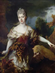 Portrait of Mademoiselle de Barral as Diana, c.1714 (oil on canvas) Portrait of Mademoiselle de Barral as Diana, c.1714 (oil on canvas)