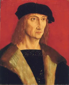 Portrait of a man wearing a fur-lined coat, gold chain and a black beret Portrait of a man wearing a fur-lined coat, gold chain and a black beret