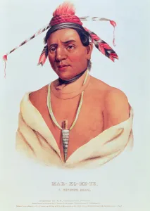 Portrait of Mar-Ko-Me-Te, A Menomene Brave, 1838 (colour litho) Portrait of Mar-Ko-Me-Te, A Menomene Brave, 1838 (colour litho)