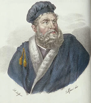 Xiv Century Collection: Portrait of Marco Polo, 1857 (litho)
