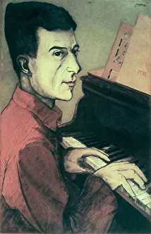 Artists/cohl 1857 1938/portrait maurice ravel playing piano 1911 Artists/cohl 1857 1938/portrait maurice ravel playing piano 1911