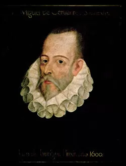 Authors, Poets, Philosophers & Reformers Gallery: Portrait of Miguel de Cervantes y Saavedra (1547-1615) 1600 (oil on panel)