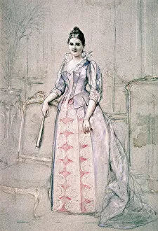 Worldliness Collection: Portrait of Mrs Carnot wearing worth dress, 1890 (drawing)