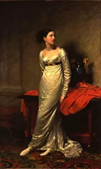 Portrait of Mrs White (nee Watford), full length in a White Silk Dress