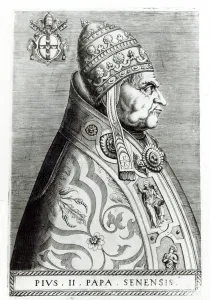 Portrait of Pope Pius II (engraving) (b/w photo) Portrait of Pope Pius II (engraving) (b/w photo)