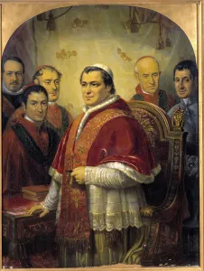 Portrait of Pope Pius IX (1792-1878) Surrounding His Cardinals Painting by Jose Galofre y Portrait of Pope Pius IX (1792-1878) Surrounding His Cardinals Painting by Jose Galofre y