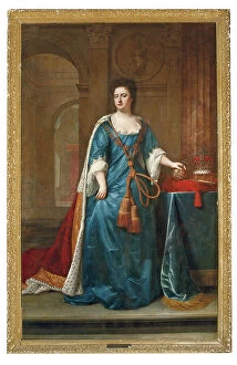 Early Xvii Century Gallery: Portrait of Queen Anne (1665-1714), (oil on canvas)
