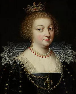 Earring Gallery: Portrait of Queen Anne of Austria (1601-1666), 1620-30 (oil on panel)
