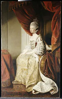 Portrait of Queen Charlotte, full length, seated in robes of state (oil on canvas) Portrait of Queen Charlotte, full length, seated in robes of state (oil on canvas)