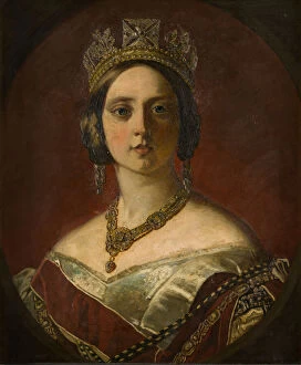 Diadem Gallery: Portrait of Queen Victoria, when a young lady (1819-1901), c.1843-1901 (oil on canvas)
