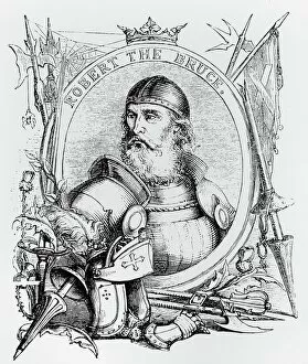Images Dated 8th October 2016: Portrait of Robert the Bruce (1274-1329) (engraving) (b / w photo)