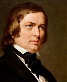 Female Musician Gallery: Portrait of Robert Schumann, German composer. (painting, 19th century)