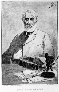 Portrait of the Russian writer Ivan Turgeniev (1818 - 1883). Drawing by Hermann Vogel; sd Portrait of the Russian writer Ivan Turgeniev (1818 - 1883). Drawing by Hermann Vogel; sd