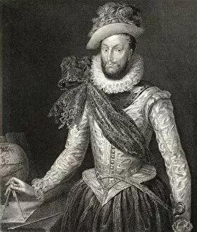Courtier Gallery: Portrait of Sir Walter Raleigh (1554-1618) from Lodges British Portraits'