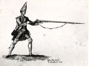 Portrait of a soldier, 1753 (engraving) (b/w photo) Portrait of a soldier, 1753 (engraving) (b/w photo)