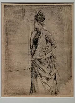 Papers Gallery: Portrait of a Standing Young Woman in Profile (The Visit), 1880-85 (drypoint on paper)