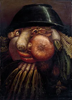 Portrait with vegetables (The The market gardener). 16th century (Painting) Portrait with vegetables (The The market gardener). 16th century (Painting)