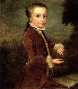 Portrait of Wolfgang Amadeus Mozart (1756-91) aged eight, holding a birds nest Portrait of Wolfgang Amadeus Mozart (1756-91) aged eight, holding a birds nest