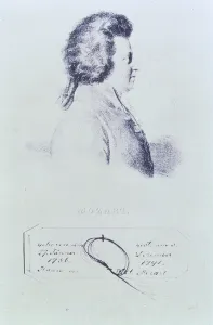 Portrait of Wolfgang Amadeus Mozart (1756-91) with a lock of his hair attached below Portrait of Wolfgang Amadeus Mozart (1756-91) with a lock of his hair attached below