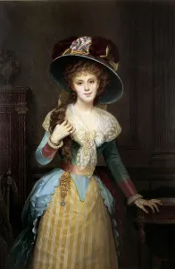 Portrait of Woman with Big Hat Painting by Alexis Joseph Perignon (1806-1882 Portrait of Woman with Big Hat Painting by Alexis Joseph Perignon (1806-1882