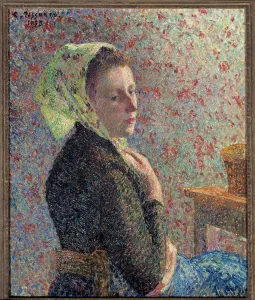 Portrait of a Woman with a Green Foil in 1893 Painting by Camille Pissarro (1830-1903) Portrait of a Woman with a Green Foil in 1893 Painting by Camille Pissarro (1830-1903)
