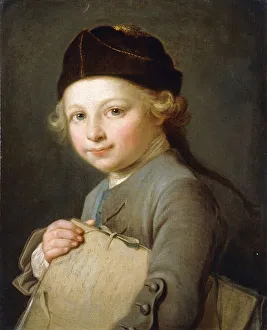Portrait of a Young Boy, half-length, wearing a Grey Coat and Cap, (oil on canvas) Portrait of a Young Boy, half-length, wearing a Grey Coat and Cap, (oil on canvas)