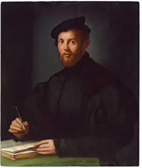 Portrait of a young man with a book (oil on poplar panel) Portrait of a young man with a book (oil on poplar panel)