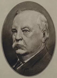 Gordon Ross Gallery: Portraits of American Statesmen: Grover Cleveland (litho)