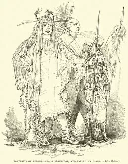 Osage Gallery: Portraits of Petohpeekis, a Blackfoot, and Tallee, an Osage (engraving)