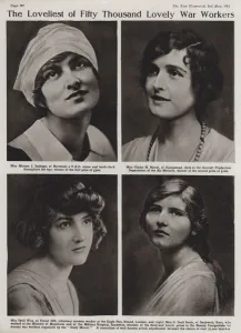 Portraits of the winners of a beauty contest for British women workers of the First World War organised by the Daily Portraits of the winners of a beauty contest for British women workers of the First World War organised by the Daily