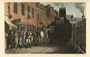 Post Office: Tourists collecting mail at the post office in Scarborough, 1812