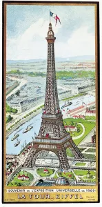 Postcard depicting the Eiffel Tower at the Exposition Universelle, 1889 (colour litho) Postcard depicting the Eiffel Tower at the Exposition Universelle, 1889 (colour litho)