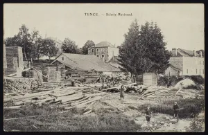 Postcard depicting the sawmill Reviraud in Tence, Haute-Loire, c.1900 (b/w photo) Postcard depicting the sawmill Reviraud in Tence, Haute-Loire, c.1900 (b/w photo)
