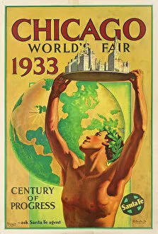 Using Hands Collection: Poster advertising the 1933 World's Fair in Chicago, 1933 (colour lithograph)
