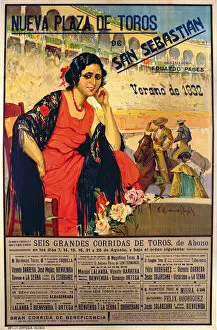 Flamenco Gallery: Poster advertising bull-fights in San Sebastian, 1932 (colour litho)