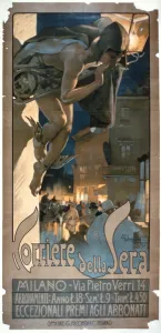 Poster advertising the Corriere della Sera, printed in Milan Poster advertising the Corriere della Sera, printed in Milan