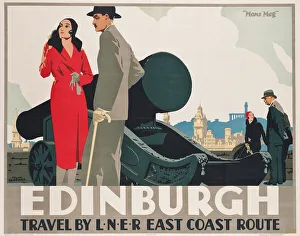 Train Company Gallery: Poster advertising LNER east coast routes to Edinburgh, 1935 (colour lithograph)
