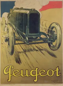 Poster advertising a Peugeot Racing Car, c.1918 (colour litho) Poster advertising a Peugeot Racing Car, c.1918 (colour litho)