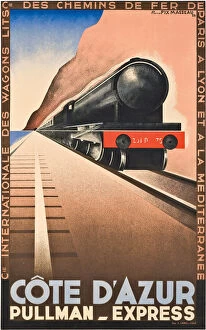 Incopyright Gallery: Poster advertising train travel to the Cote d Azur, 1929 (colour lithograph)