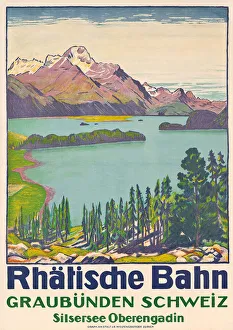 Train Company Gallery: Poster advertising travel to Graubunden by the Swiss company Rhaetian Railway