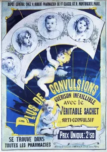 Poster advertising the Veritable Sachets Anti-Convulsif (colour litho) Poster advertising the Veritable Sachets Anti-Convulsif (colour litho)