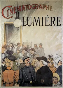 Poster for the cinematographer of the brothers Lumiere at the grand cafe in December 1895 Poster for the cinematographer of the brothers Lumiere at the grand cafe in December 1895